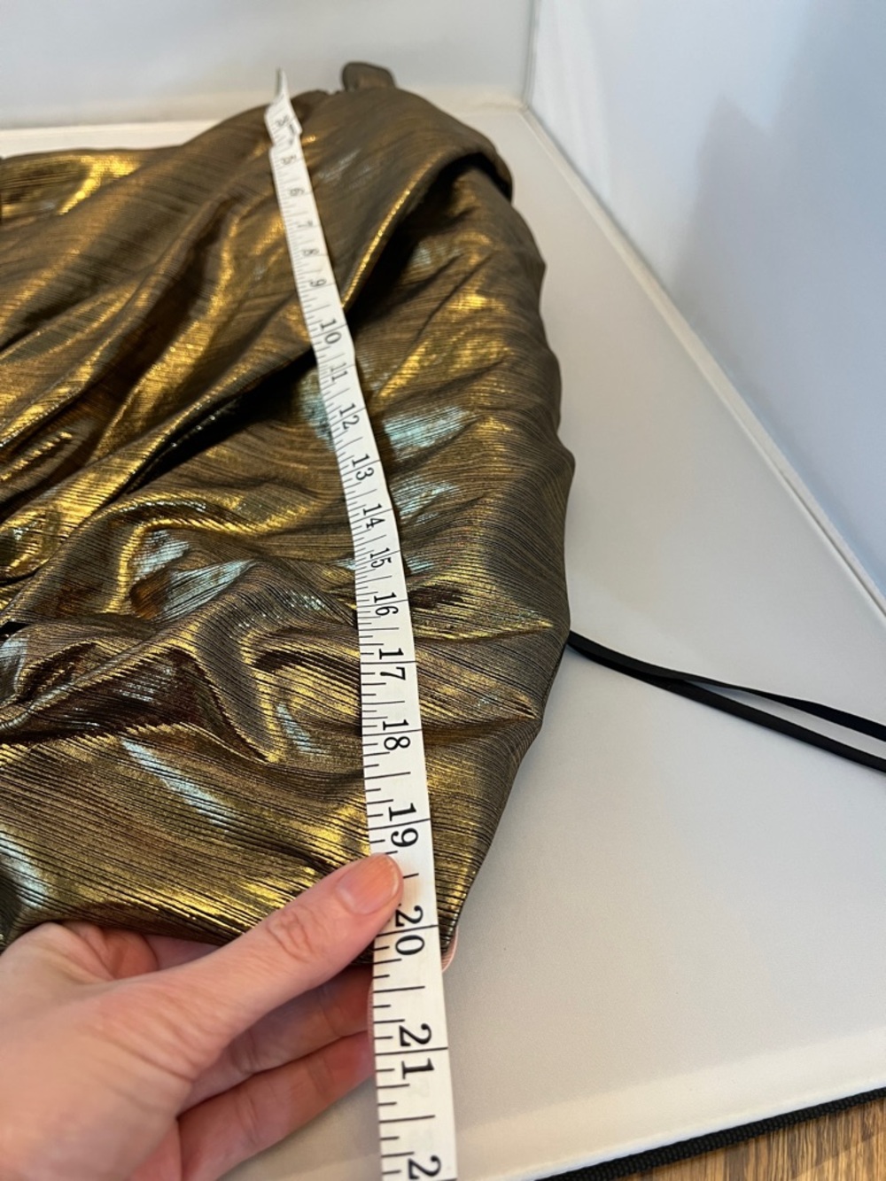 Mac Duggal 27075 Metallic Gold One-Shoulder Asymmetrical Dress. Sz L. NWT - Picture 14 of 16